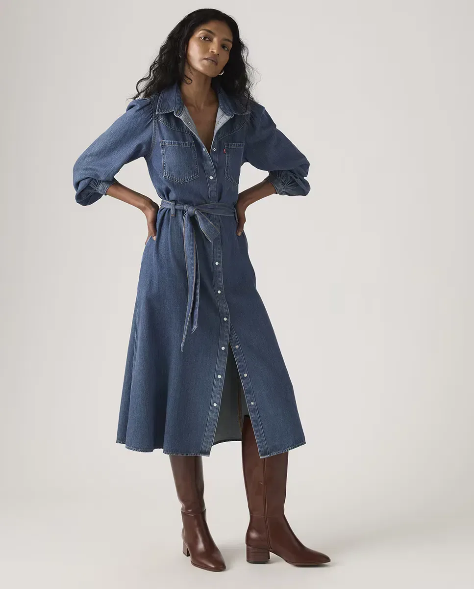 Женское платье из тенселя с длинным рукавом Levi's, Azul — фото 4