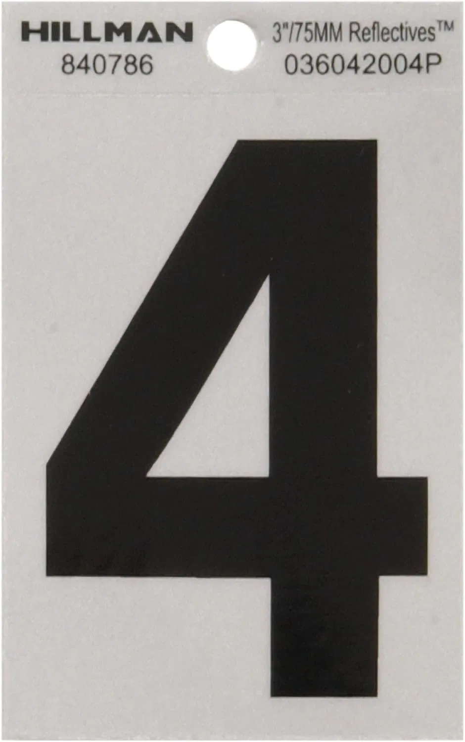 Номер дома Mylar отражающий 7,6 см, Hillman, Number 4, Black