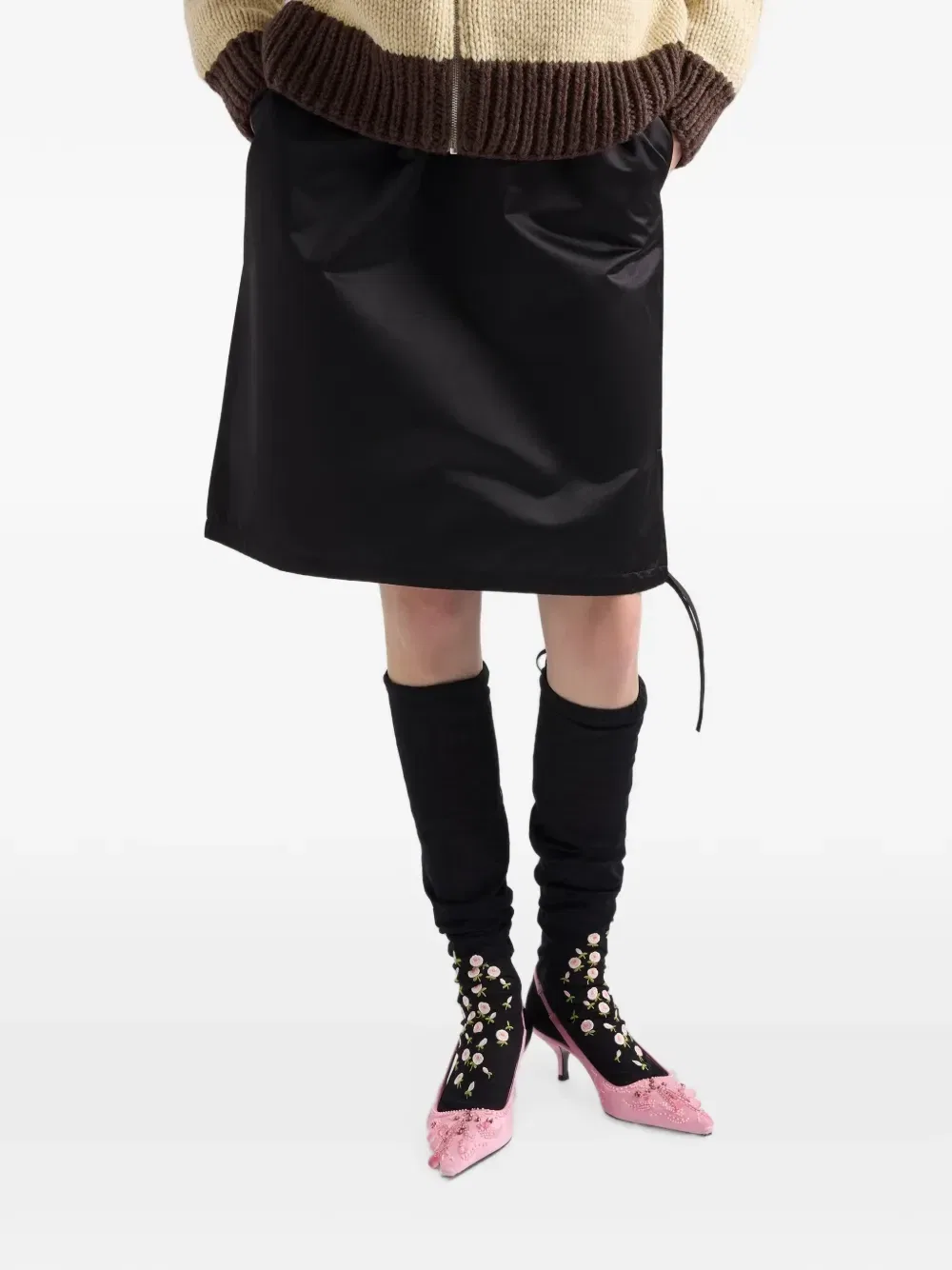 Атласная юбка Prada, черный — фото 4