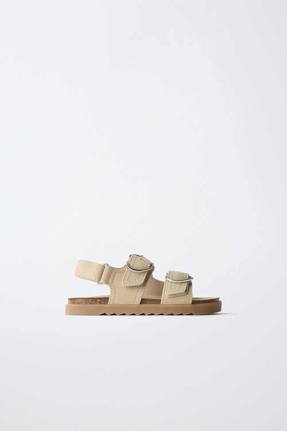 Кожаные сандалии с пряжками ZARA, Sand Brown