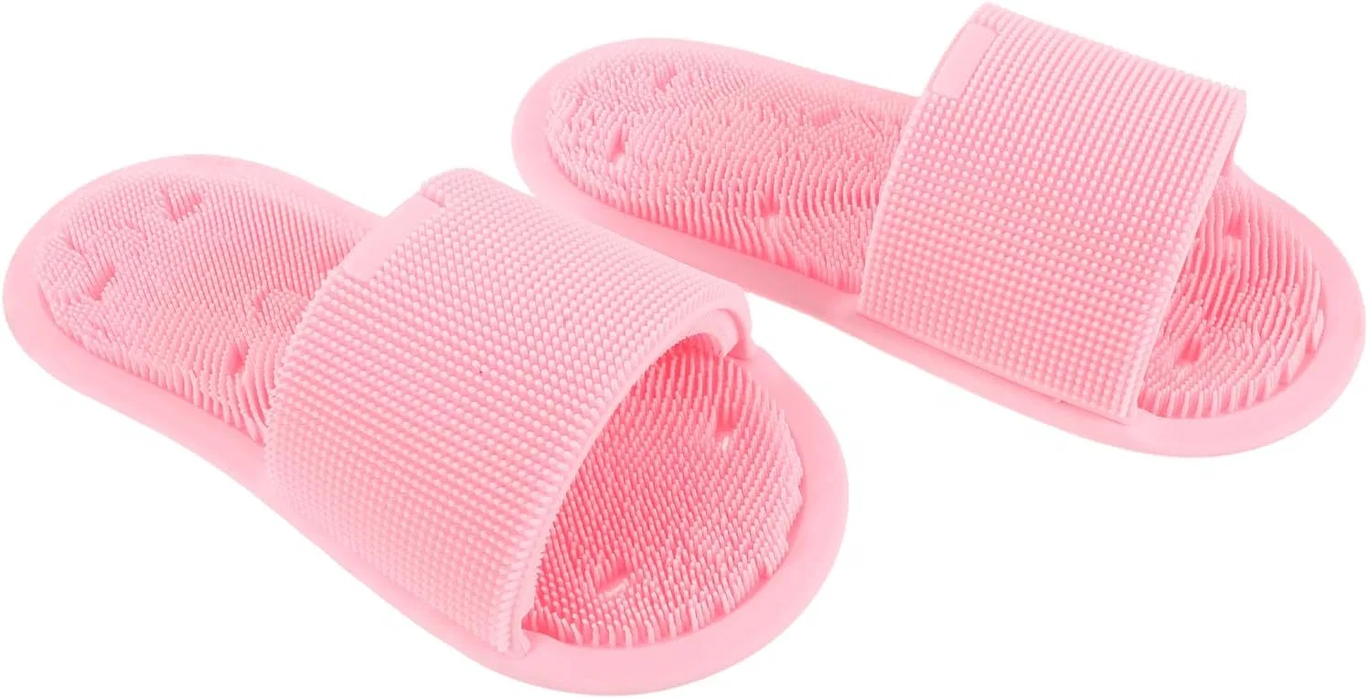 Массажные тапочки для душа с присосками, Silicone, 2 шт, 39x13.5x7.5 см, Pink Dearmamy