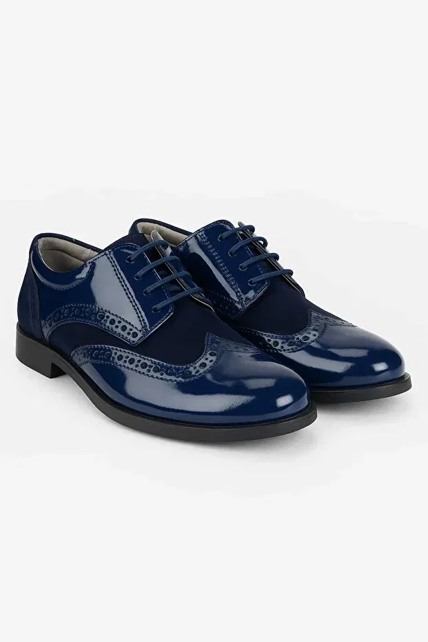 Детские классические туфли для мальчиков с узором Sirri, Navy Blue — фото 4