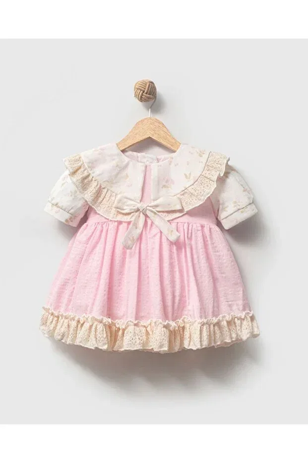 Детское платье для девочек кружевное Nia vintage bohemian scallop lace holiday special occasion baby girl dress Aysskids, Powder — фото 3