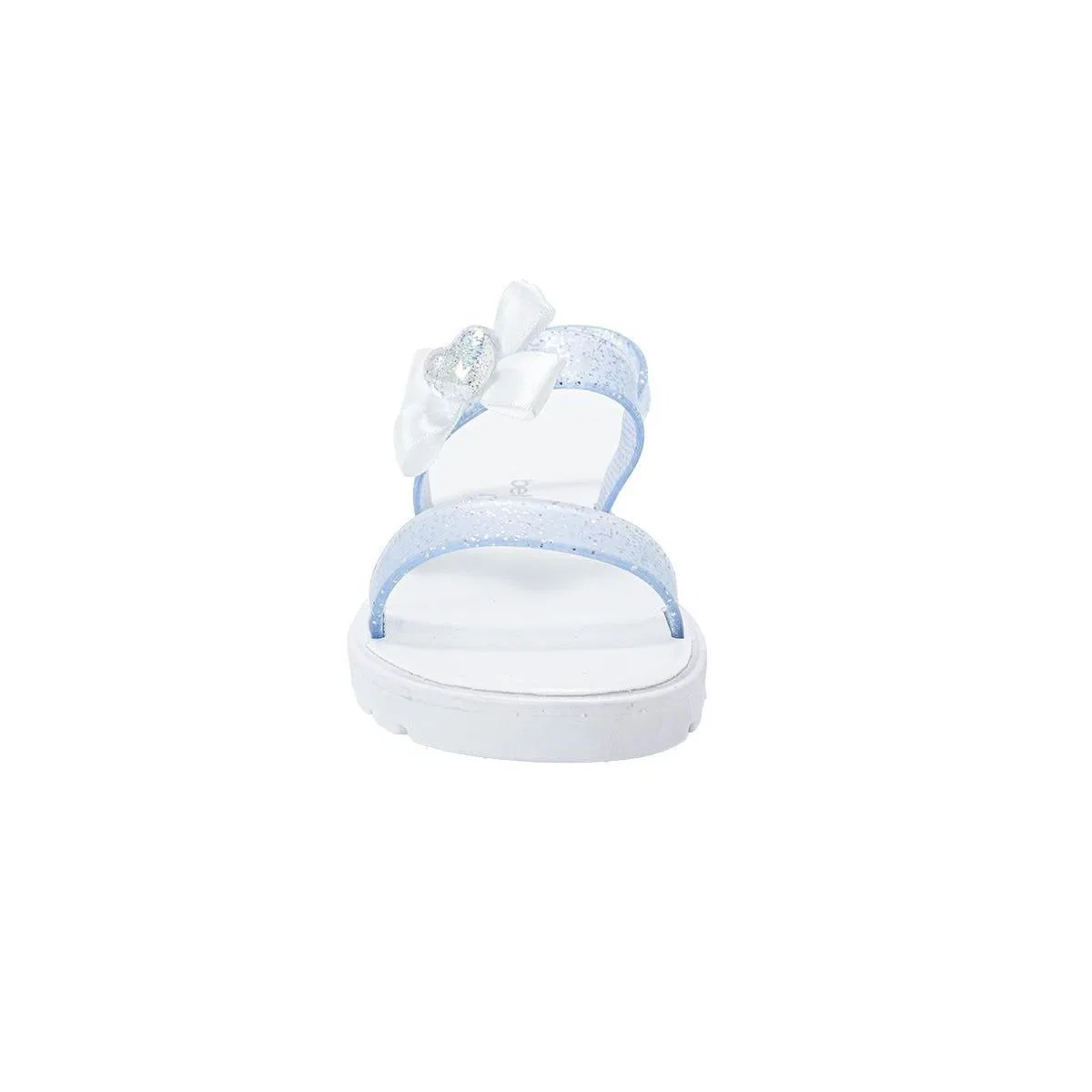 Детские сандалии для девочек с бантом и подвеской-сердечком Bebe, Blue — фото 4