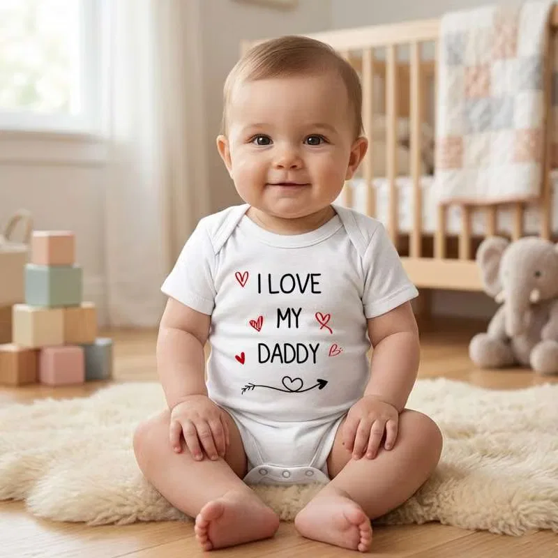 Боди-комбинезон с принтом I Love My Daddy Matching Family Outfits, белый