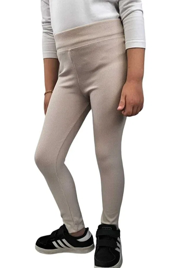 Детские леггинсы для девочек ребристые Kavin Kids, Cream — фото 2