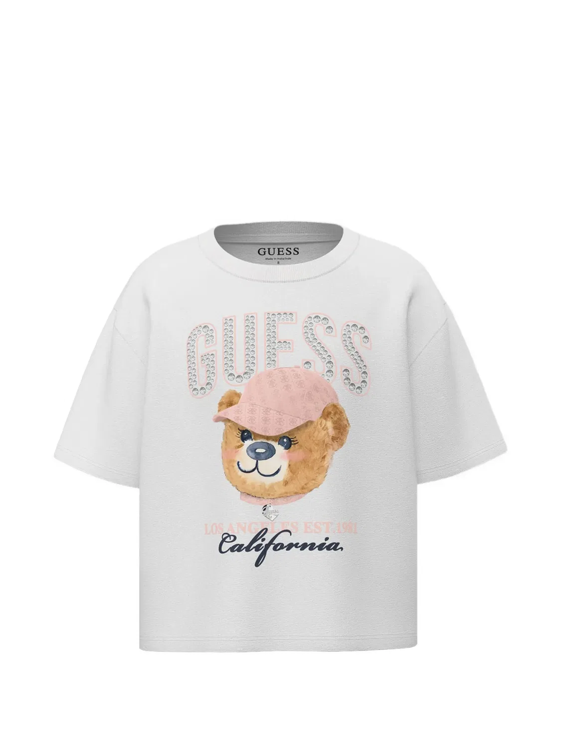 Футболка со стразами и принтом Guess Kids, белый