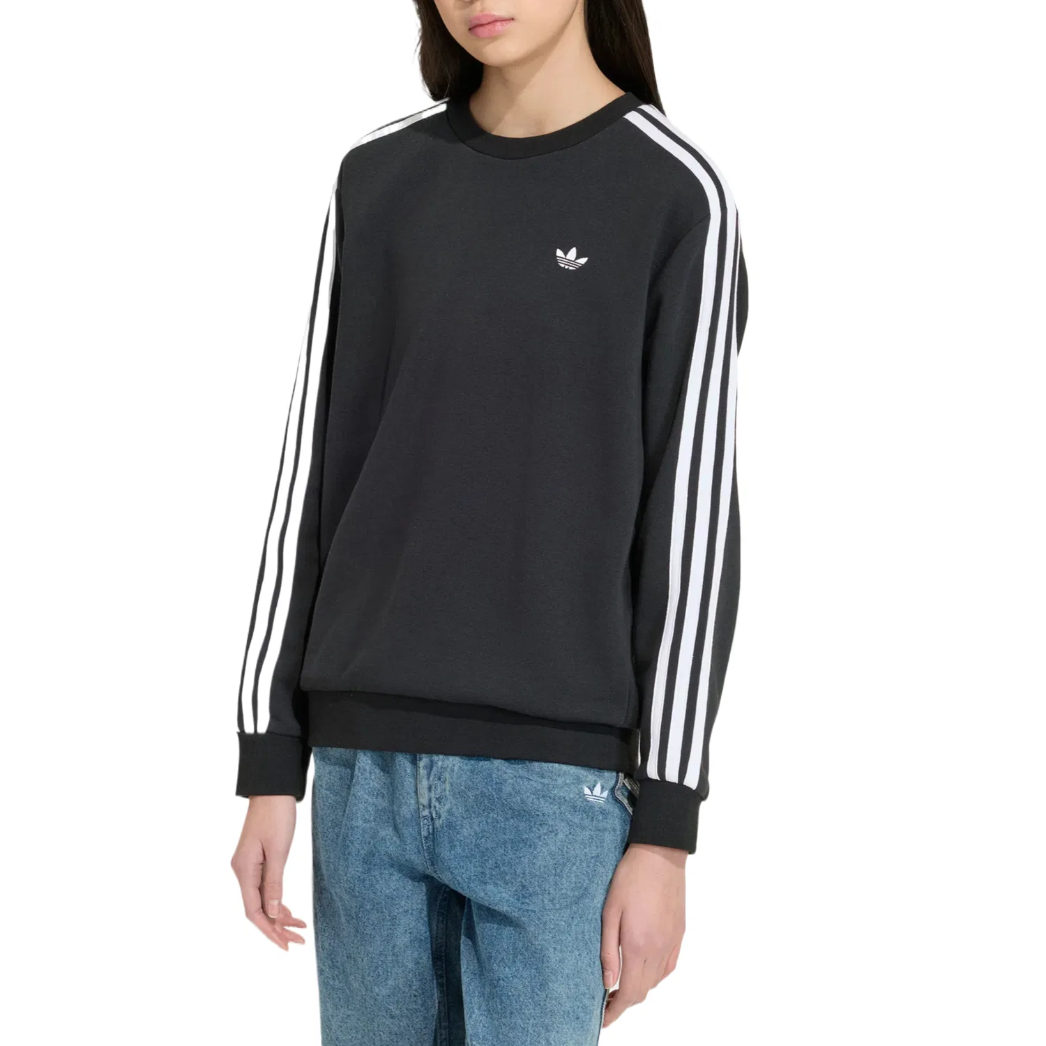 Детский свитшот с круглым вырезом Adidas Originals, черный — фото 4