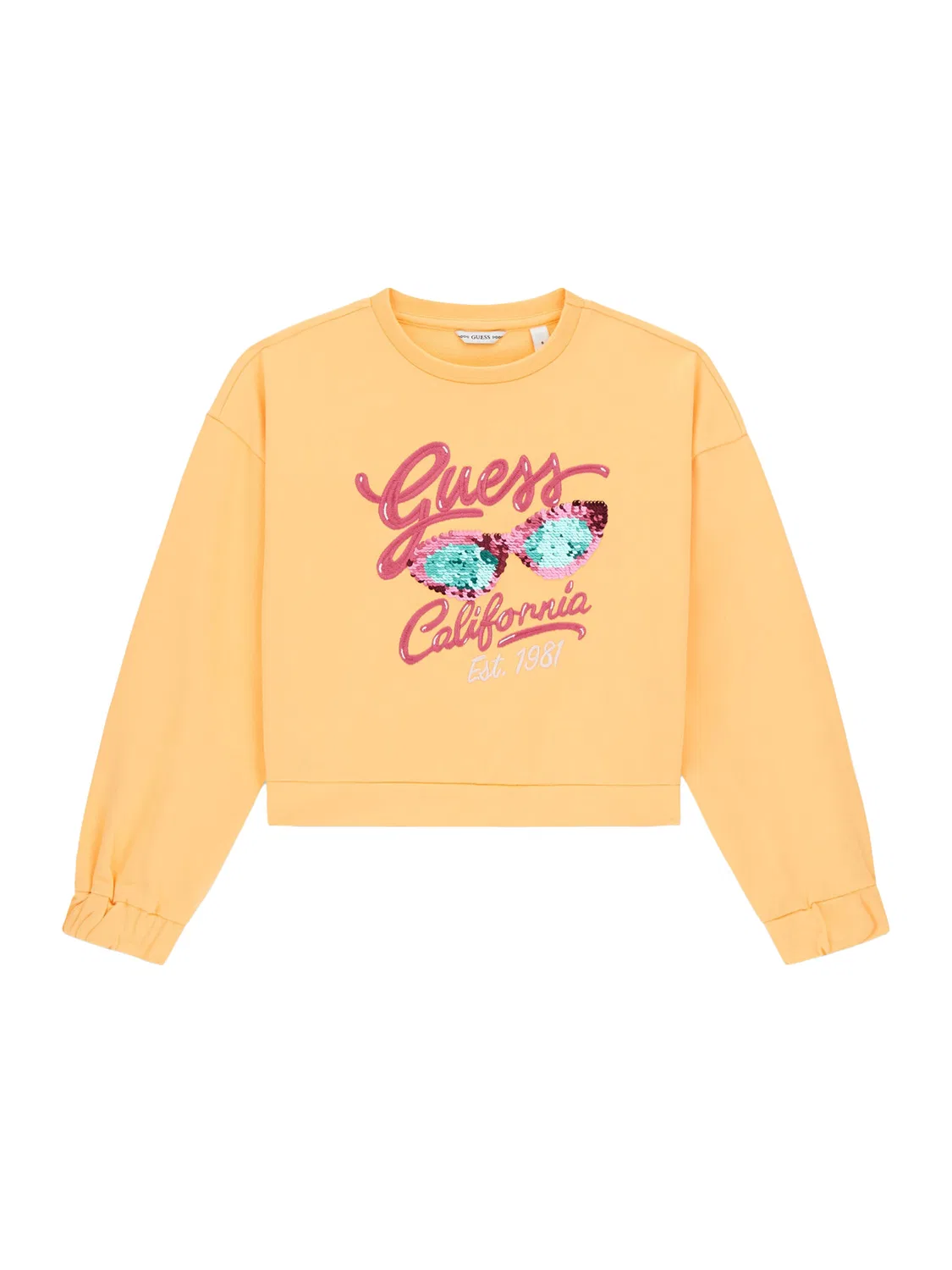 Свитшот свободного кроя для девочки Guess, желтый