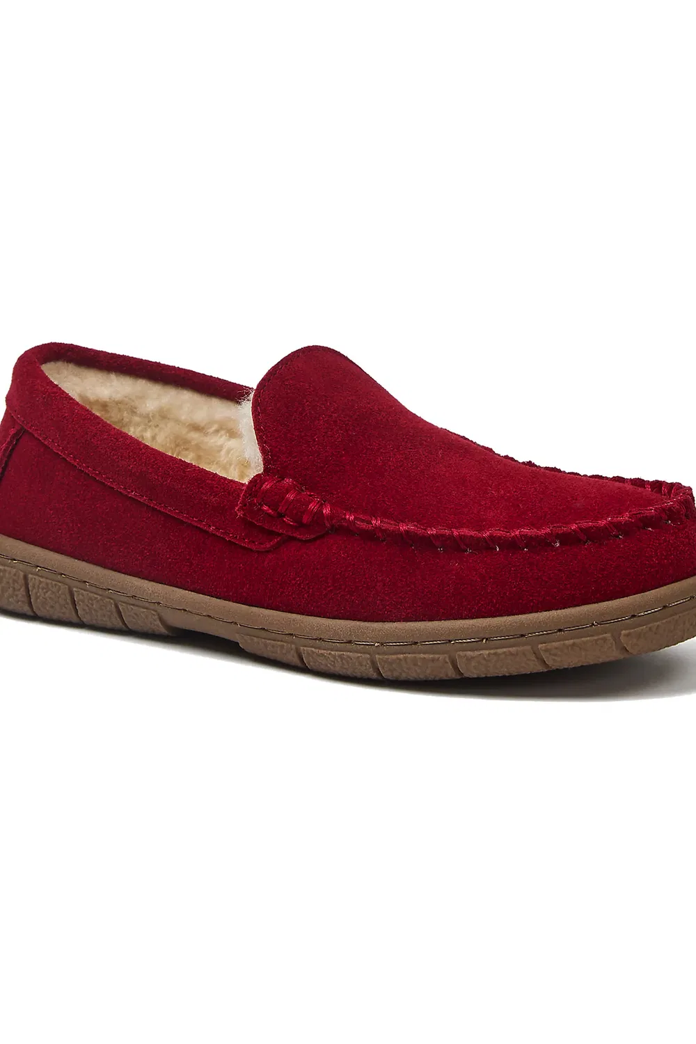 Детские мокасины тапочки на меху Classic Moccasin Lands' End, Rich Red