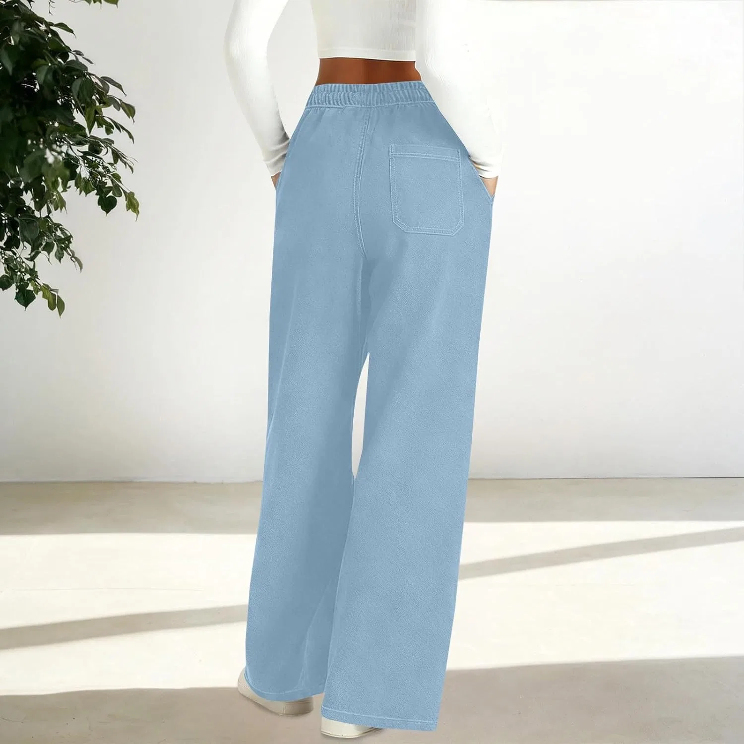 Джинсы широкие Casual, Light Blue — фото 3