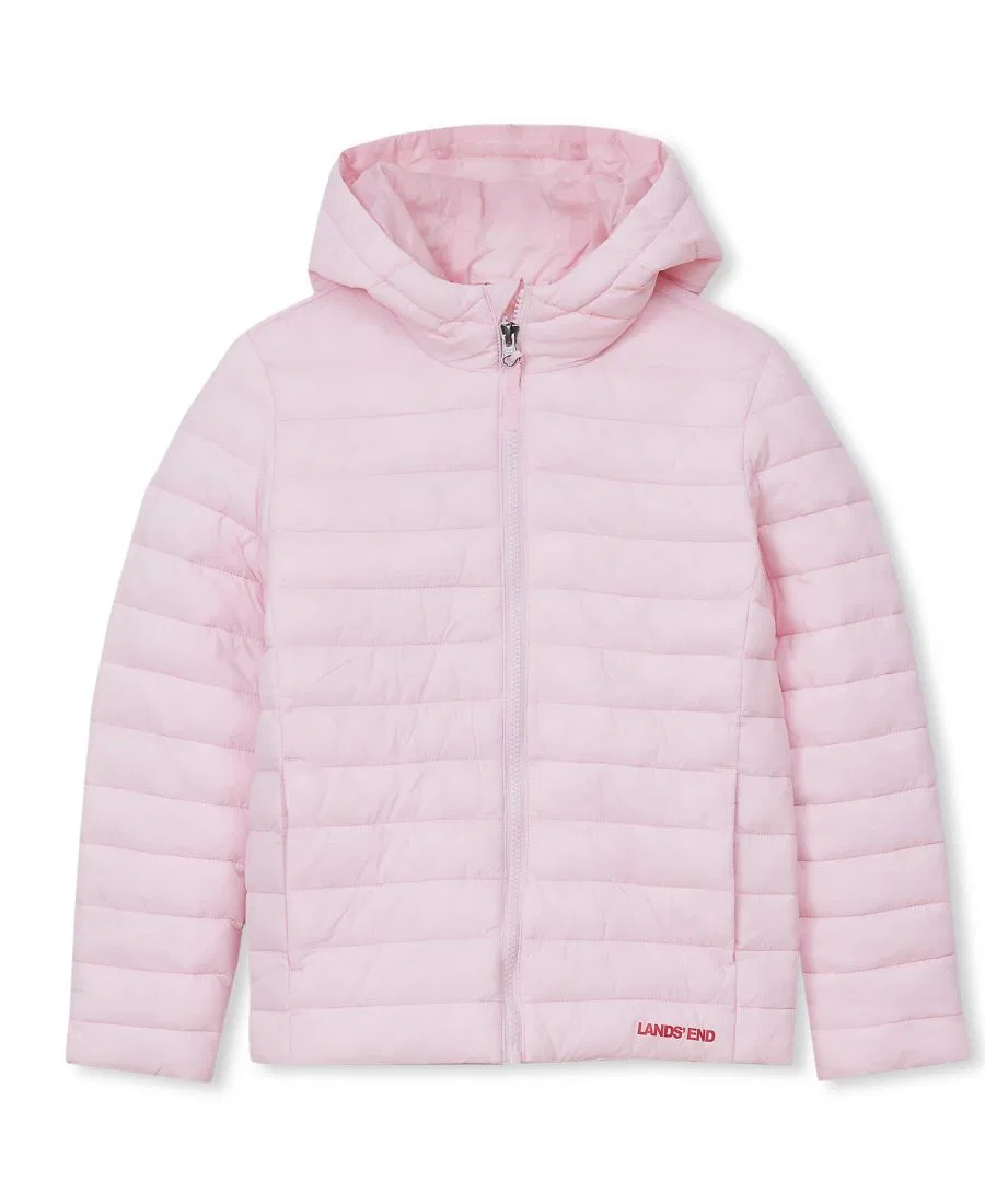 Детская куртка с капюшоном на синтепоне, с принтом Lands' End, Pink Tulle