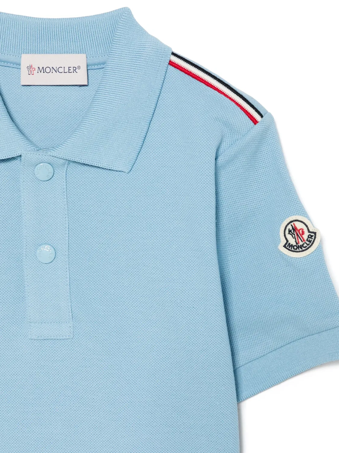 Поло с полосатыми краями Moncler, светло-голубой — фото 2