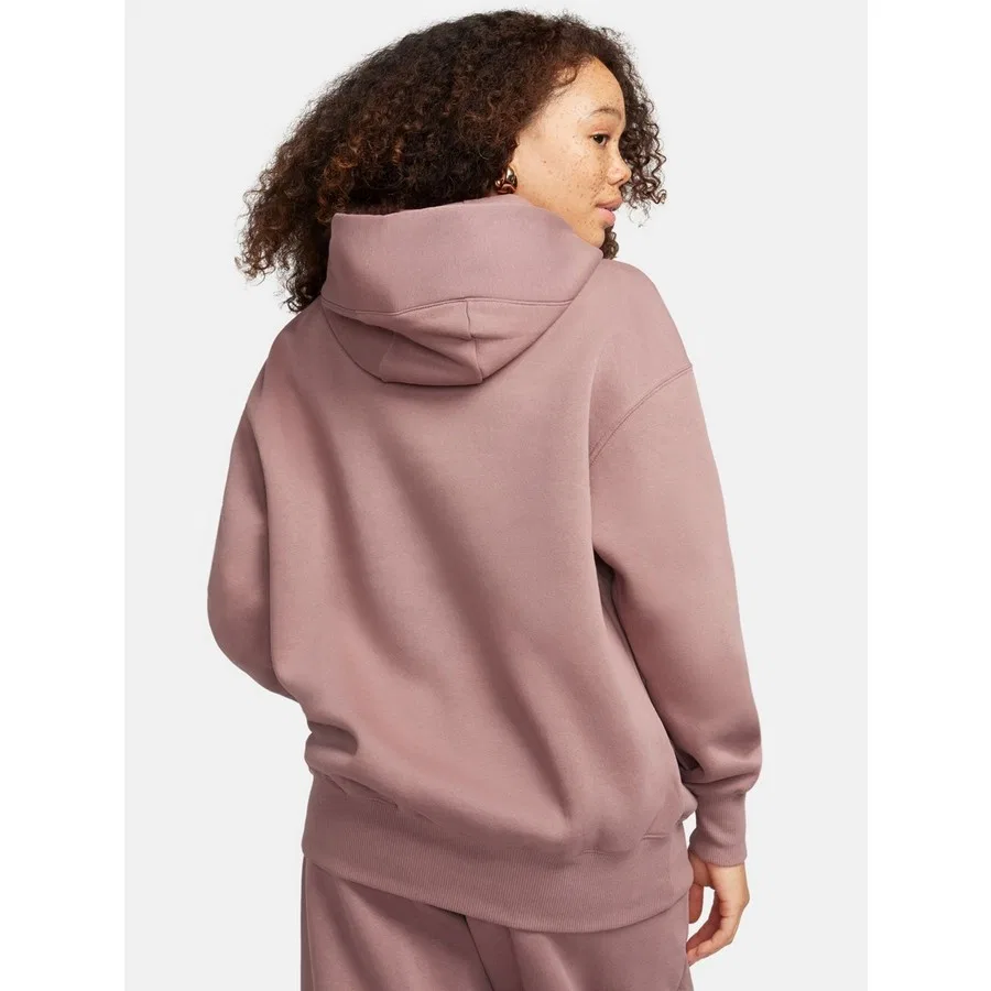 Женский свитшот с капюшоном, без принта, модель NSW PHNX FLC OS PO, Nike, Коричневый — фото 2
