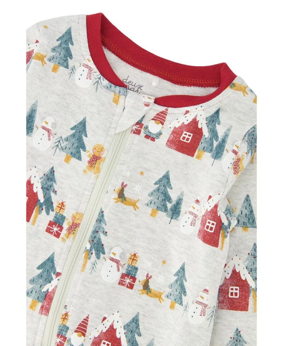 Детский хлопковый комбинезон-пижама с рождественским принтом, Holiday Family Pajamas Deux par Deux, Holiday Print — фото 3