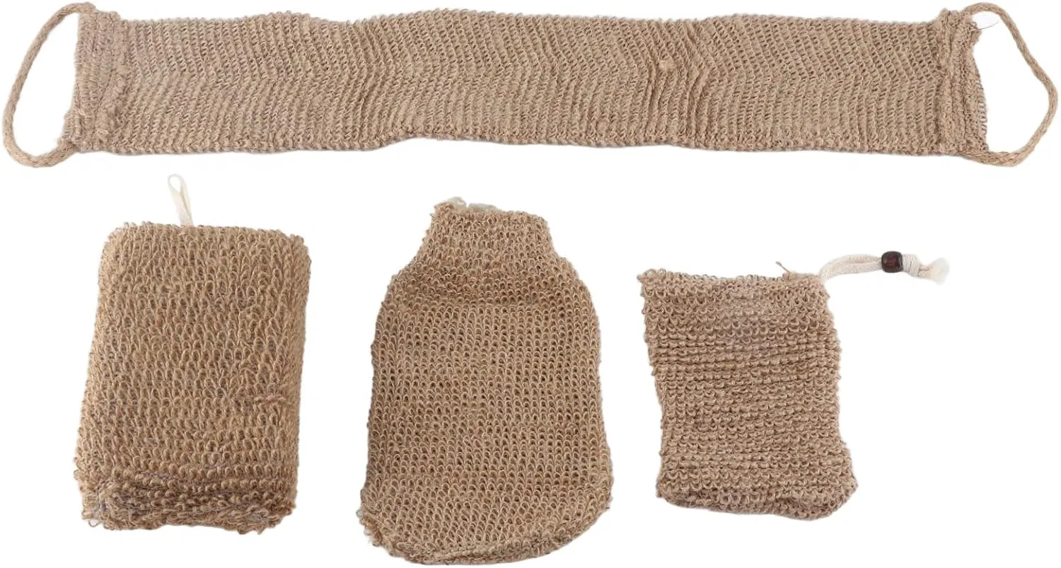 Скраб-щетка для тела Jute-Peeling-Rückenreinigungsset Zymothrix, 4 предмета