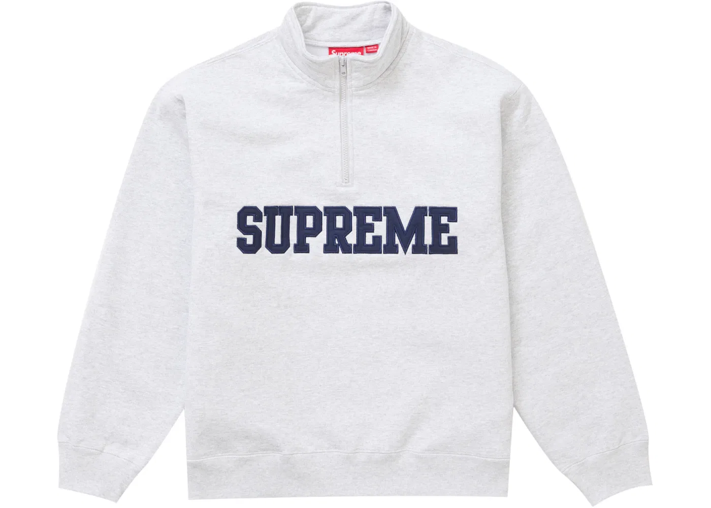 Мужской пуловер на молнии Supreme Collegiate Half Zip Pullover, Ash Grey