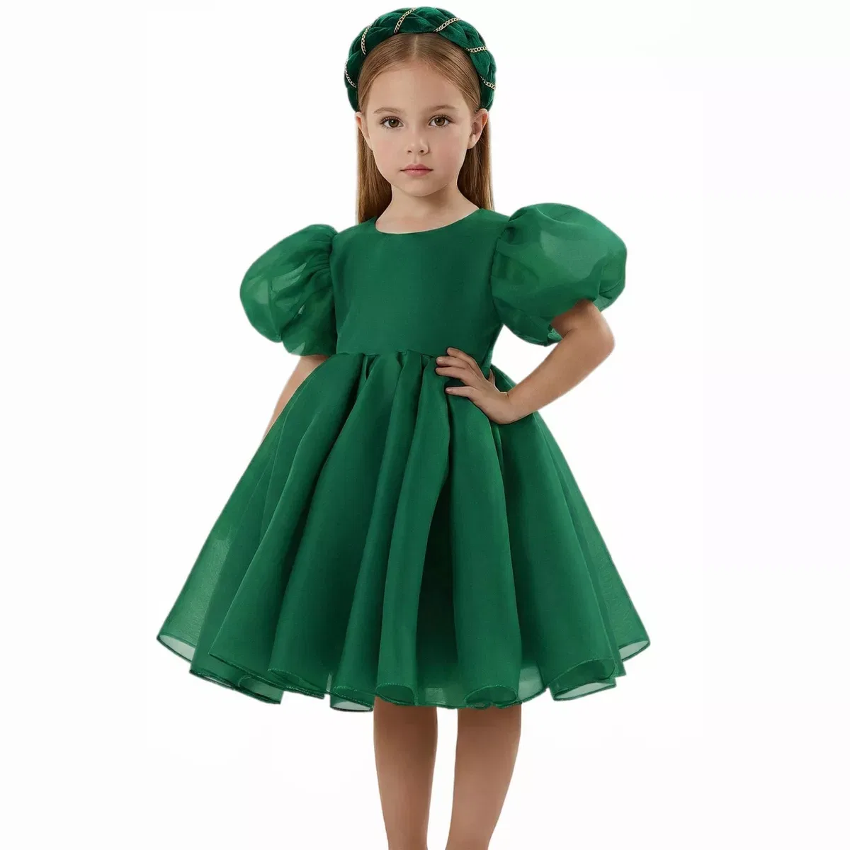 Детское платье для девочек с пышной юбкой 2bunnies, Green