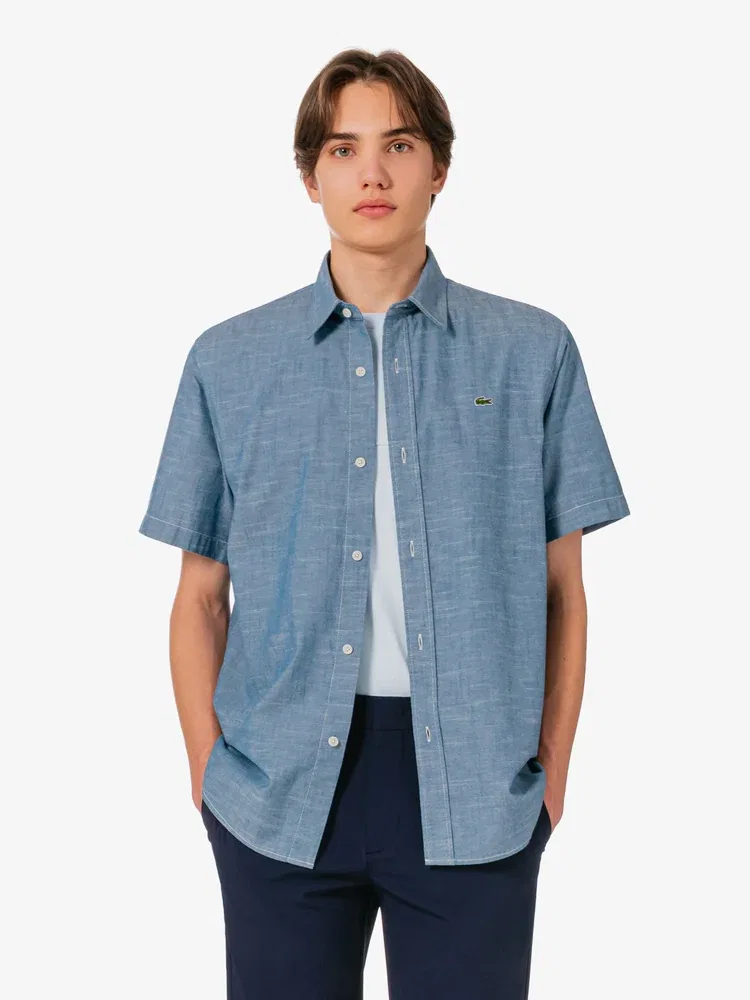 Рубашка с коротким рукавом хлопковая LACOSTE, Light Blue