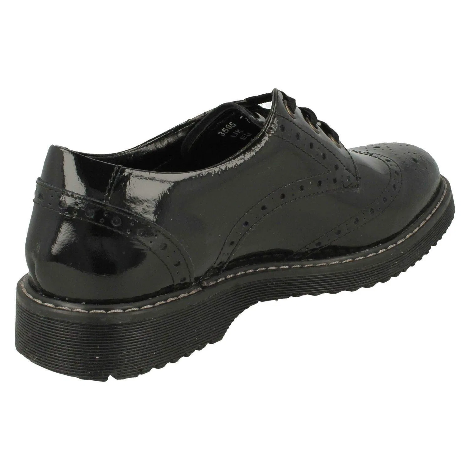 Детские туфли-оксфорды для девочек на шнуровке Start-rite, Black Patent 3 — фото 3
