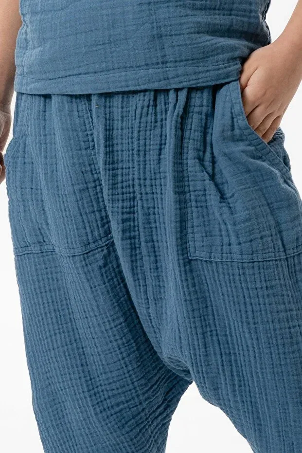 Детские шорты для мальчиков хлопковые Basics Eliş Şile Bezi, Indigo — фото 3
