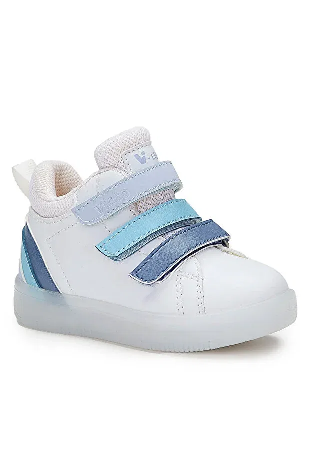 Детские ботинки для девочек с подсветкой Vicco, White - Blue — фото 2