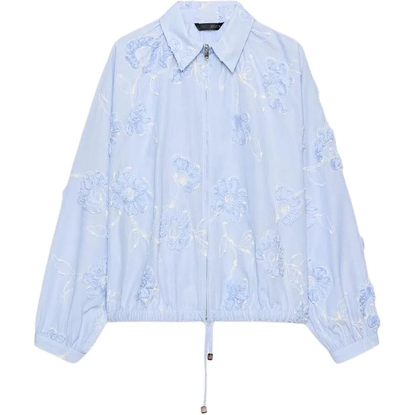 Женский жакет с лацканами Blue/White ZARA