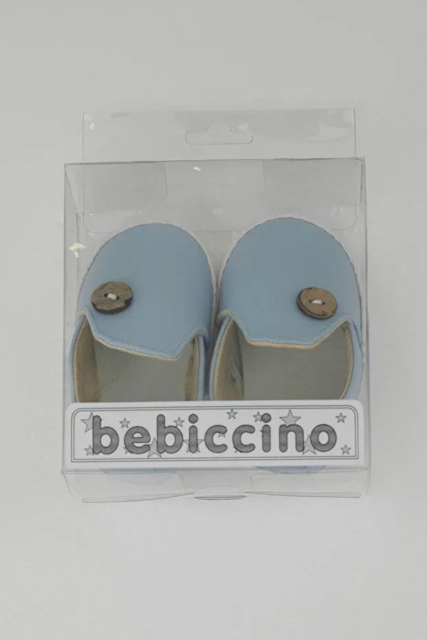 Детские пинетки для мальчиков с принтом Bebiccino, Light Blue — фото 4