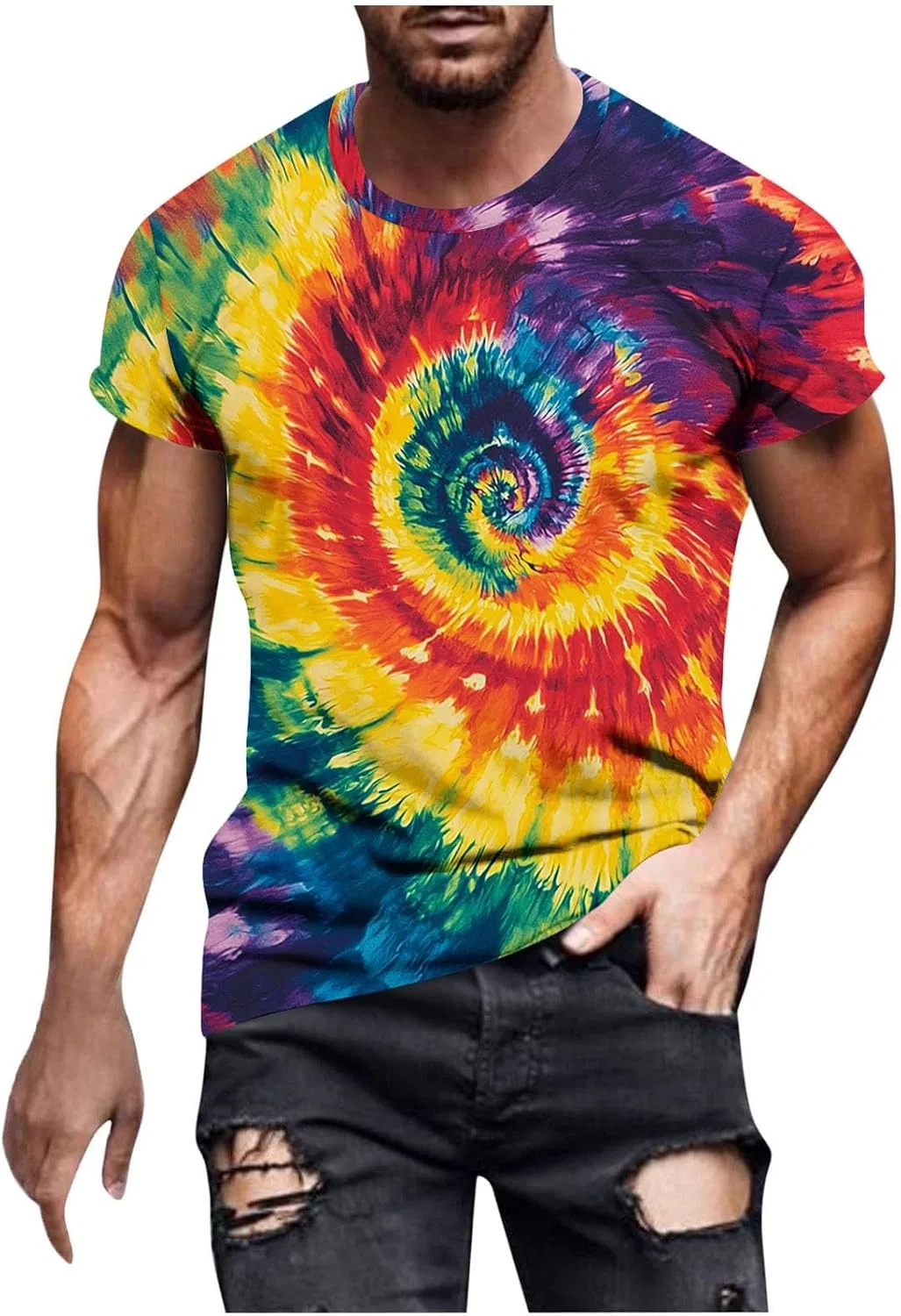 Мужская футболка оверсайз с тай-дай принтом, Multicolor