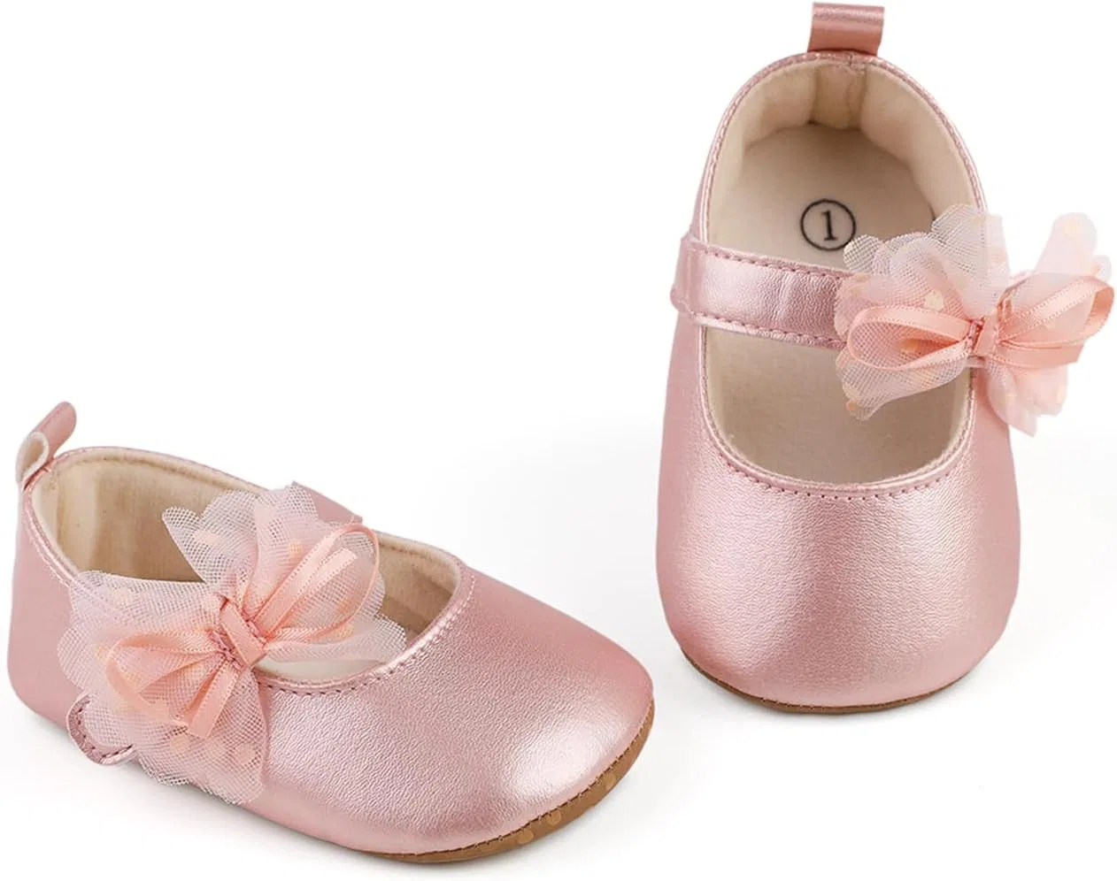 Детские туфли для девочек с бантом YPLOJOUO, Pink — фото 4