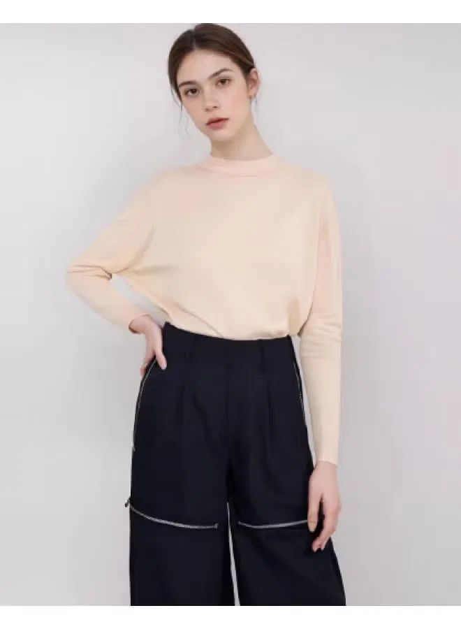 Пуловер трикотажный с коротким рукавом Zara, бежевый