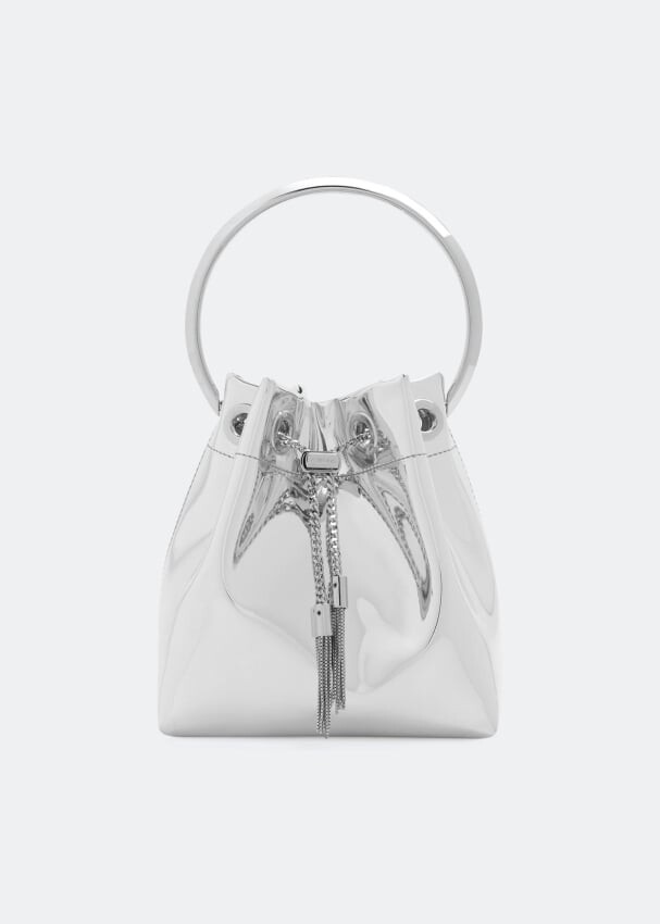 

Сумка JIMMY CHOO Bon Bon bucket bag, серебряный, Серый, Сумка JIMMY CHOO Bon Bon bucket bag, серебряный