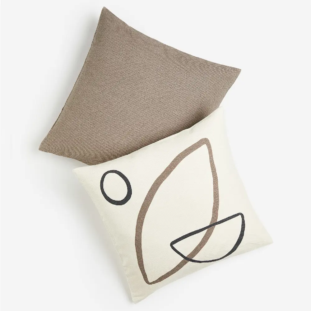 

Комплект декоративных наволочек H&M Home Cotton, 2 предмета, серо-бежевый