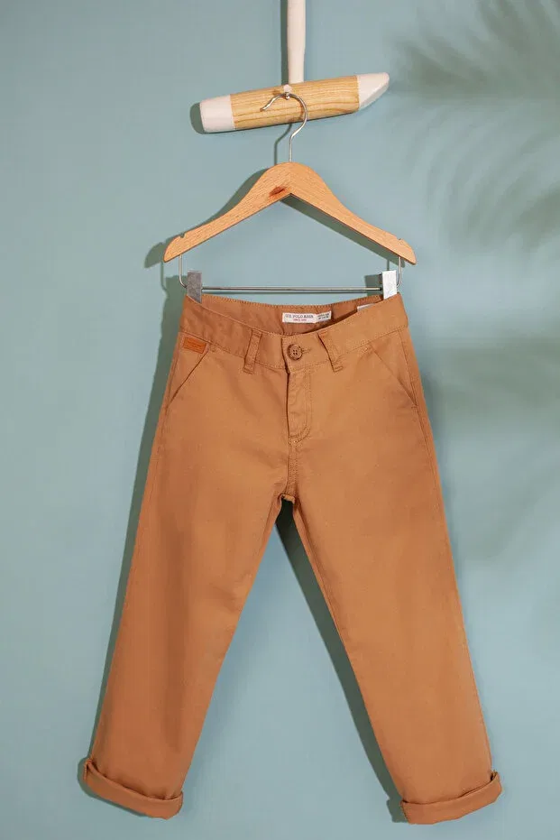 Детские брюки для мальчиков прямые хлопковые U.S. Polo Assn., Camel