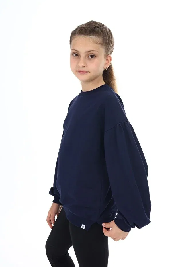 Детские свитшот для девочек с длинным рукавом Toontoy, Navy Blue — фото 3