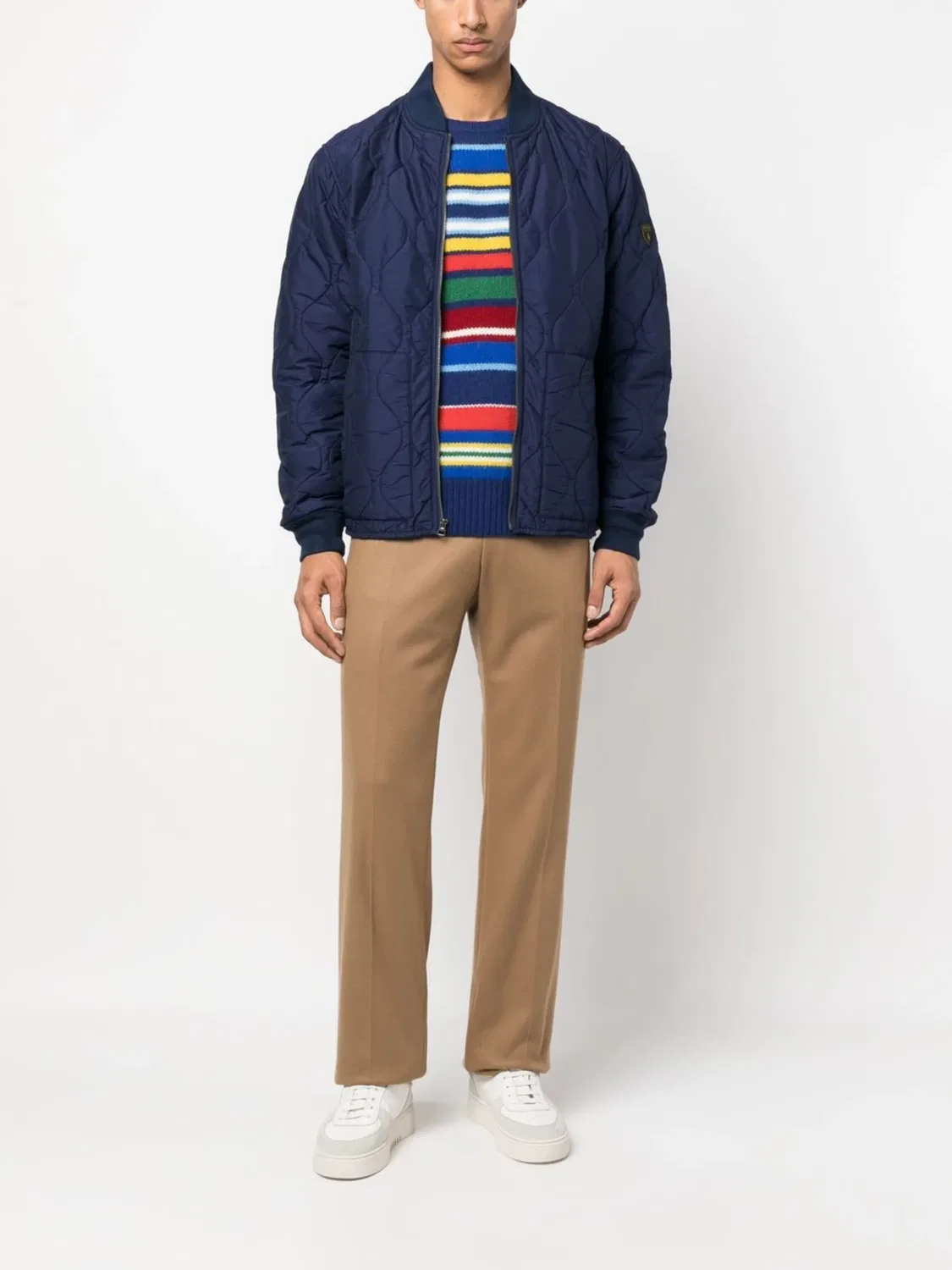 Polo Ralph Lauren Куртка-бомбер с прострочкой темно-синего цвета — фото 4