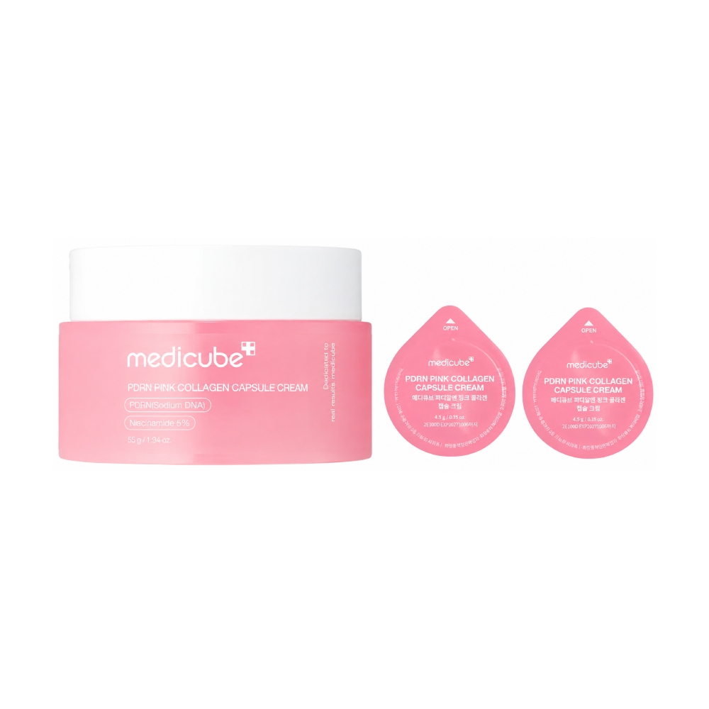 Набор для ухода за кожей лица Medicube PDRN Pink Collagen Capsule Cream, 55 г + 2 x 4,5 г