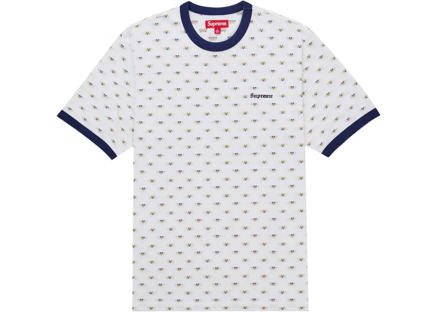 Мужская футболка с интарсией Supreme Hearts Ringer Tee Supreme, White