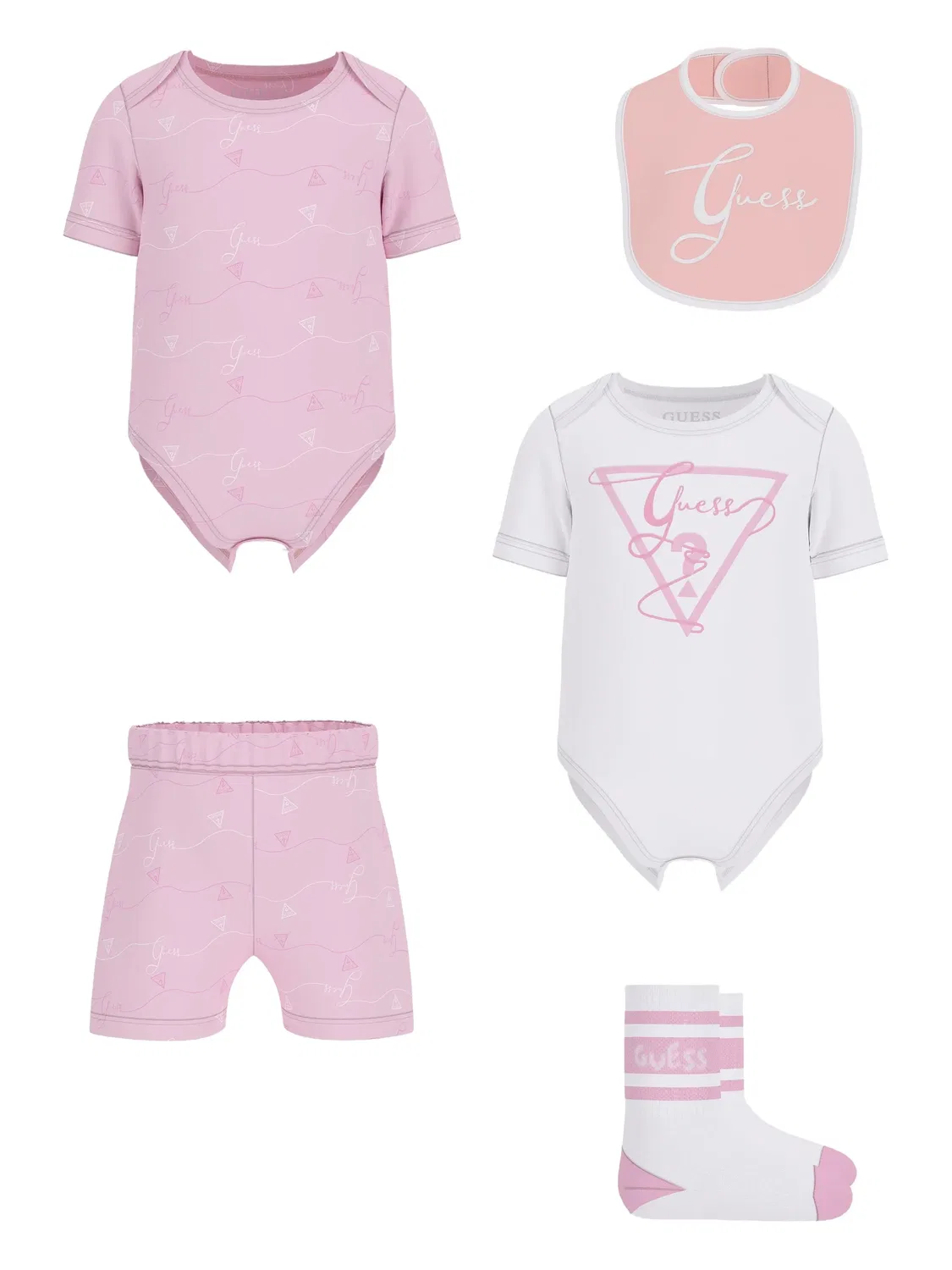 Комплект из пяти предметов с логотипом Guess Kids, розовый