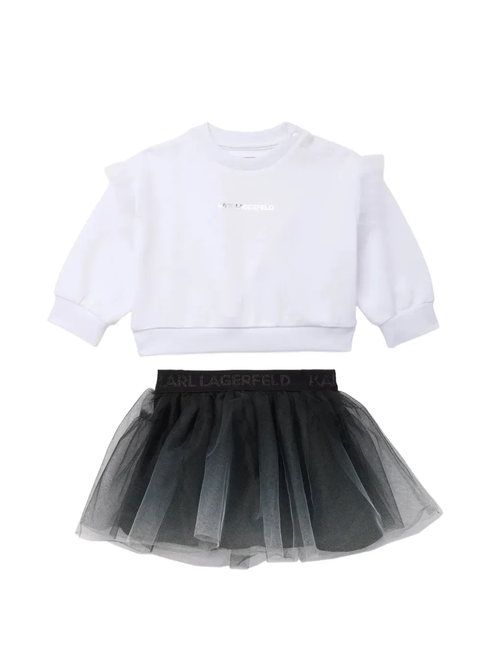 Комплект из свитшота и юбки с оборками Karl Lagerfeld Kids, белый