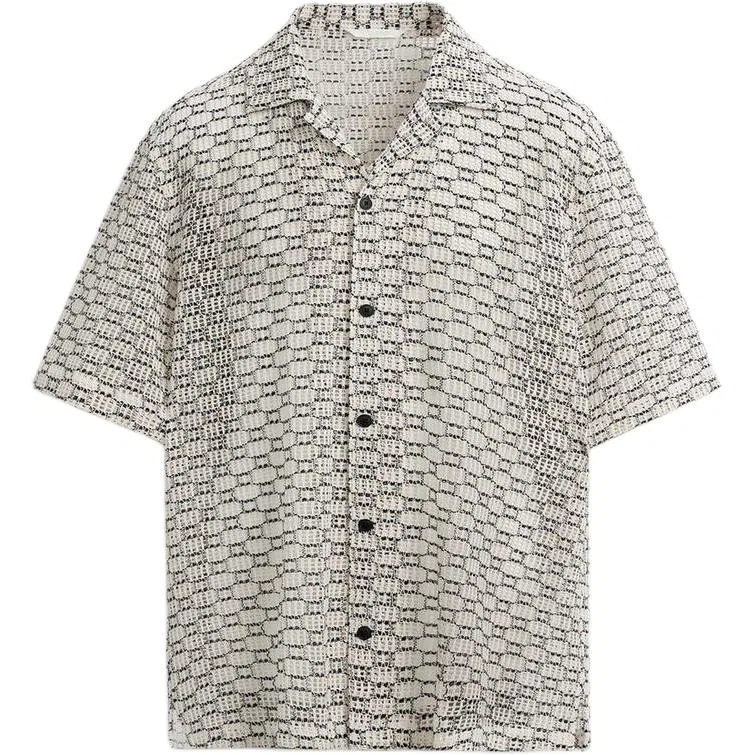 Мужская рубашка с отложным воротником Moderate, ZARA, White/Black