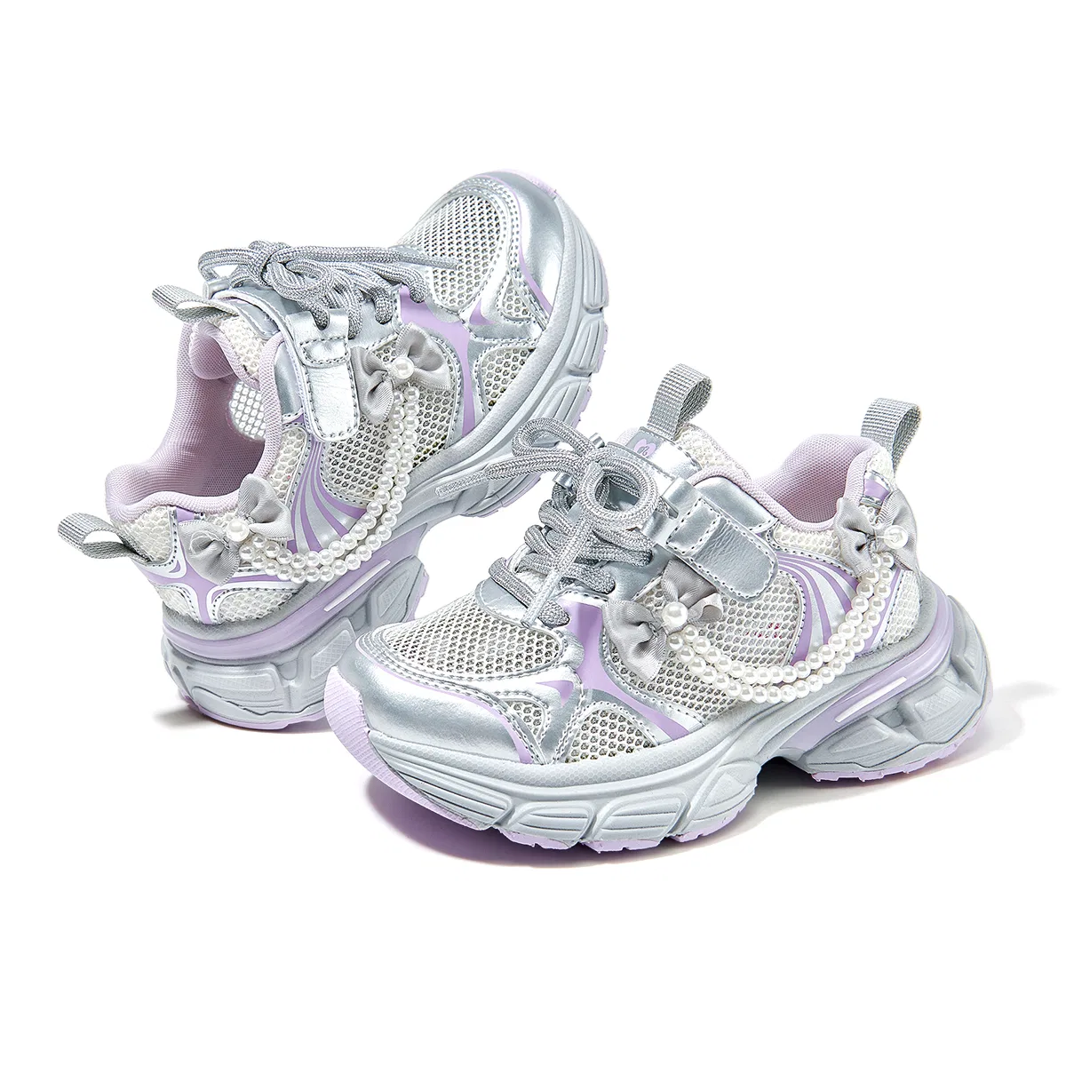 Детские кеды Unisex Silver Purple Barbie — фото 4