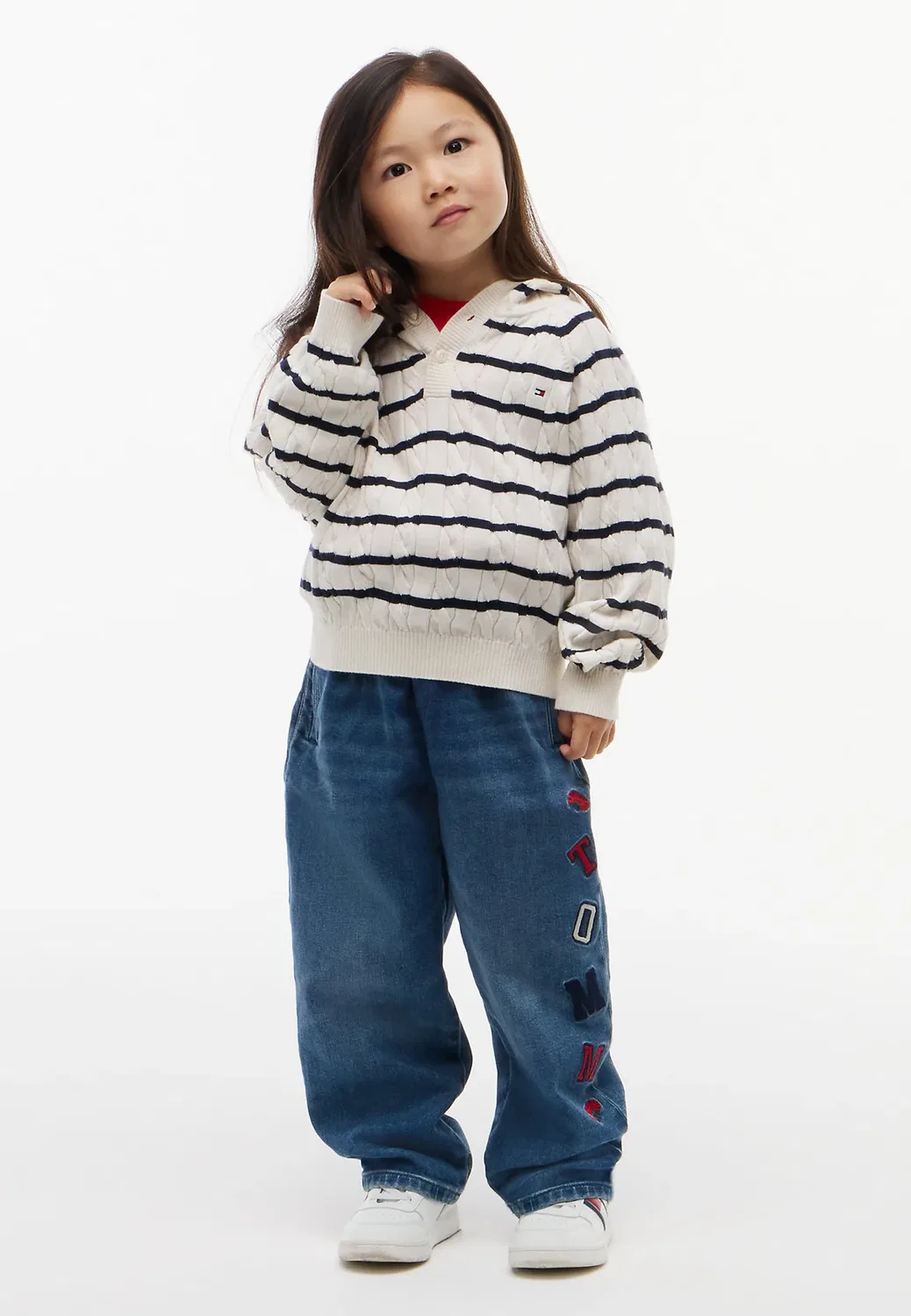 Свитер с капюшоном и косами Lu, унисекс - джемпер Tommy Hilfiger, Ivory Petal Stripe — фото 2