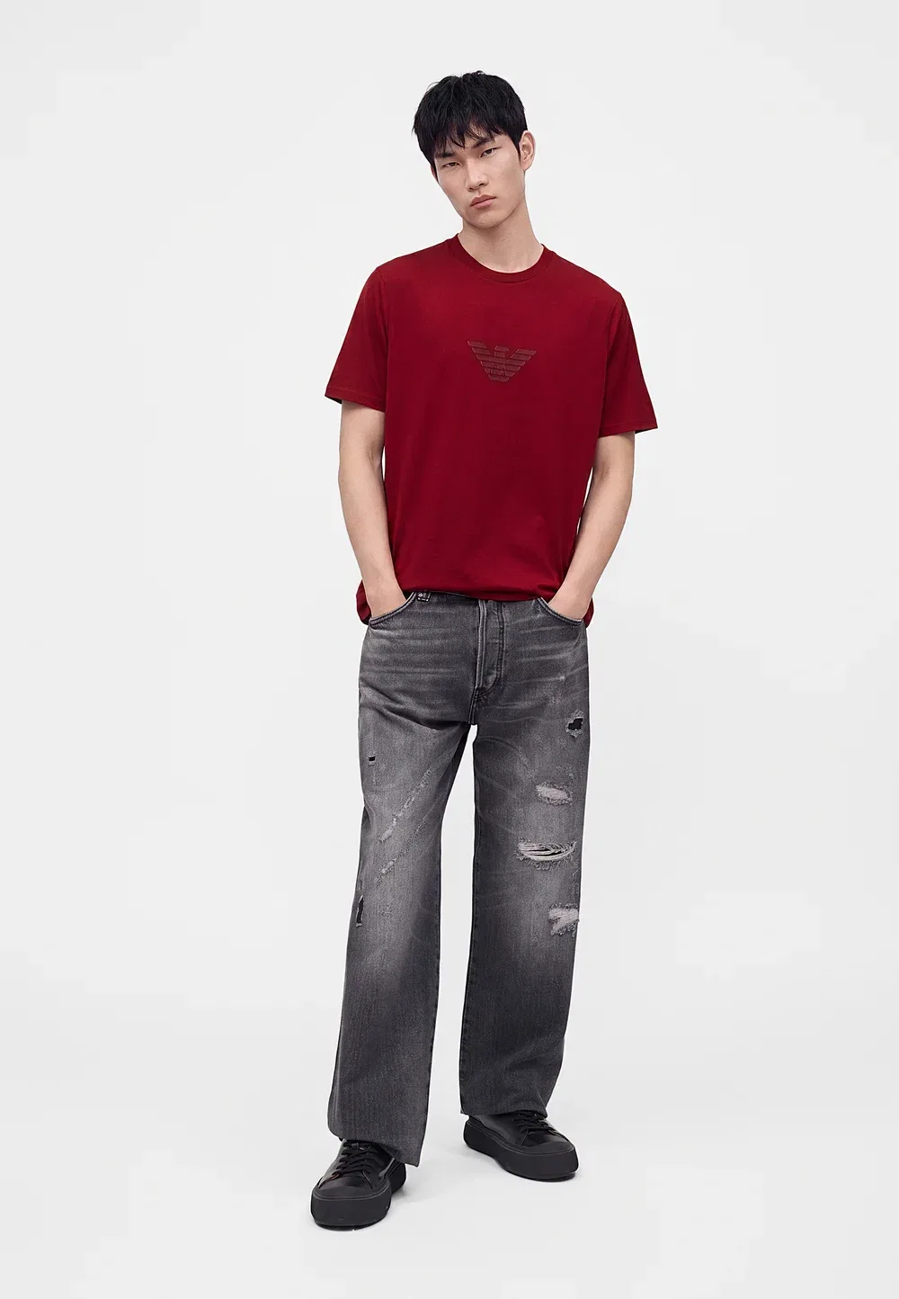 Простая футболка Emporio Armani, Dark Red — фото 2