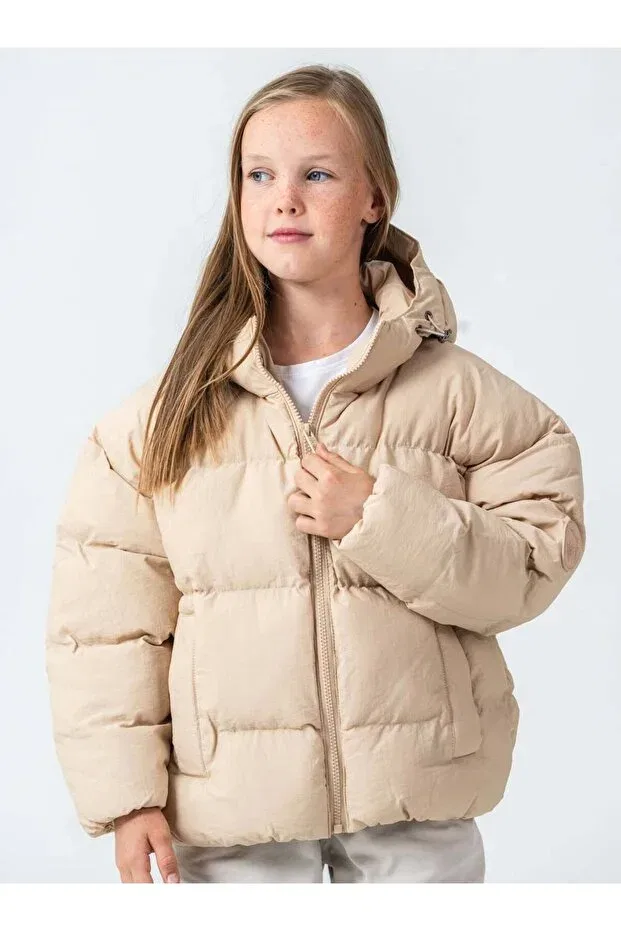 Детское пальто для девочек утепленное с капюшоном Care G-Serko, Beige