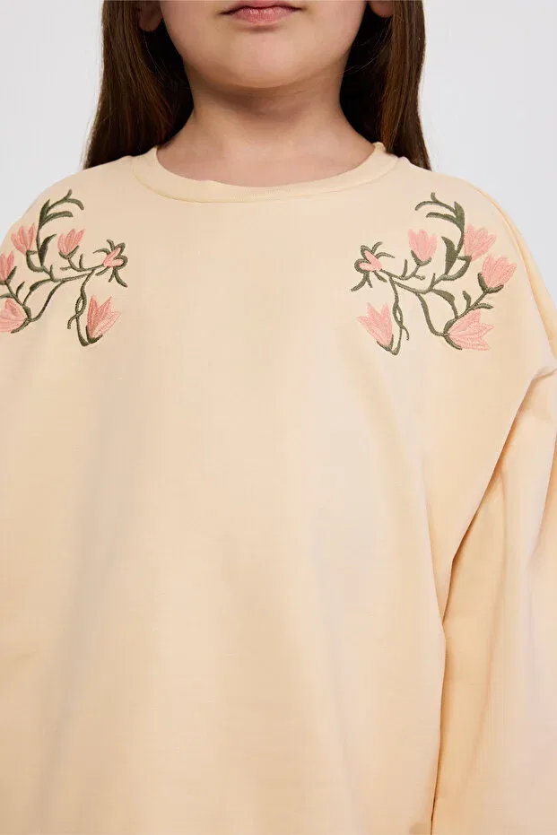 Детские свитшот для девочек с вышивкой Panço, Beige — фото 2