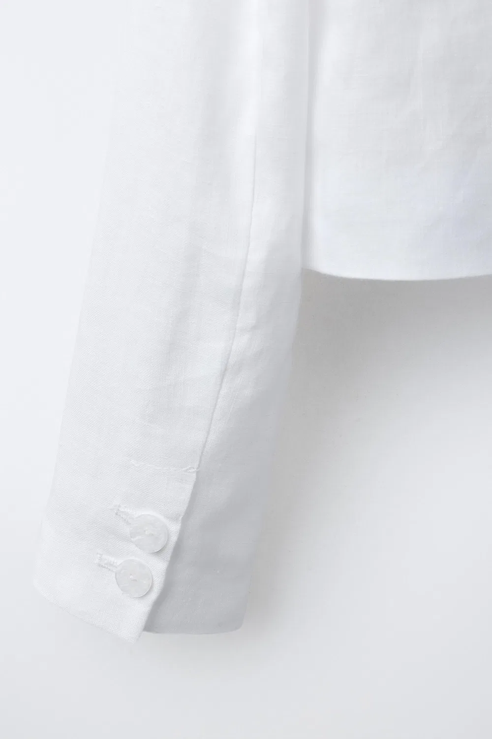Укороченный блейзер из 100% льна ZARA, Oyster-White — фото 4