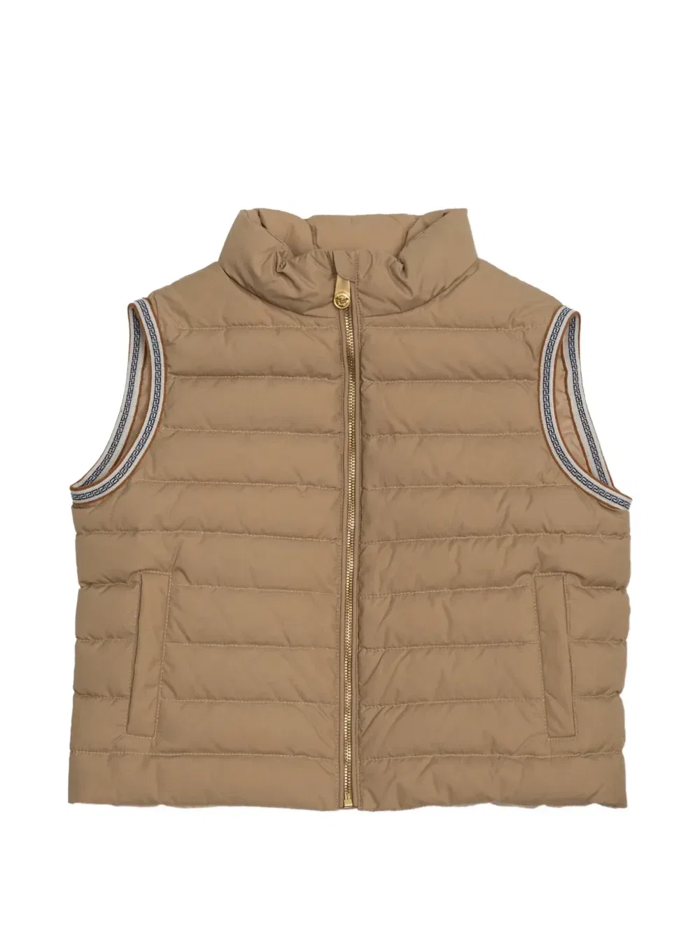 Стеганый жилет с делкой Greca Versace Kids, бежевый