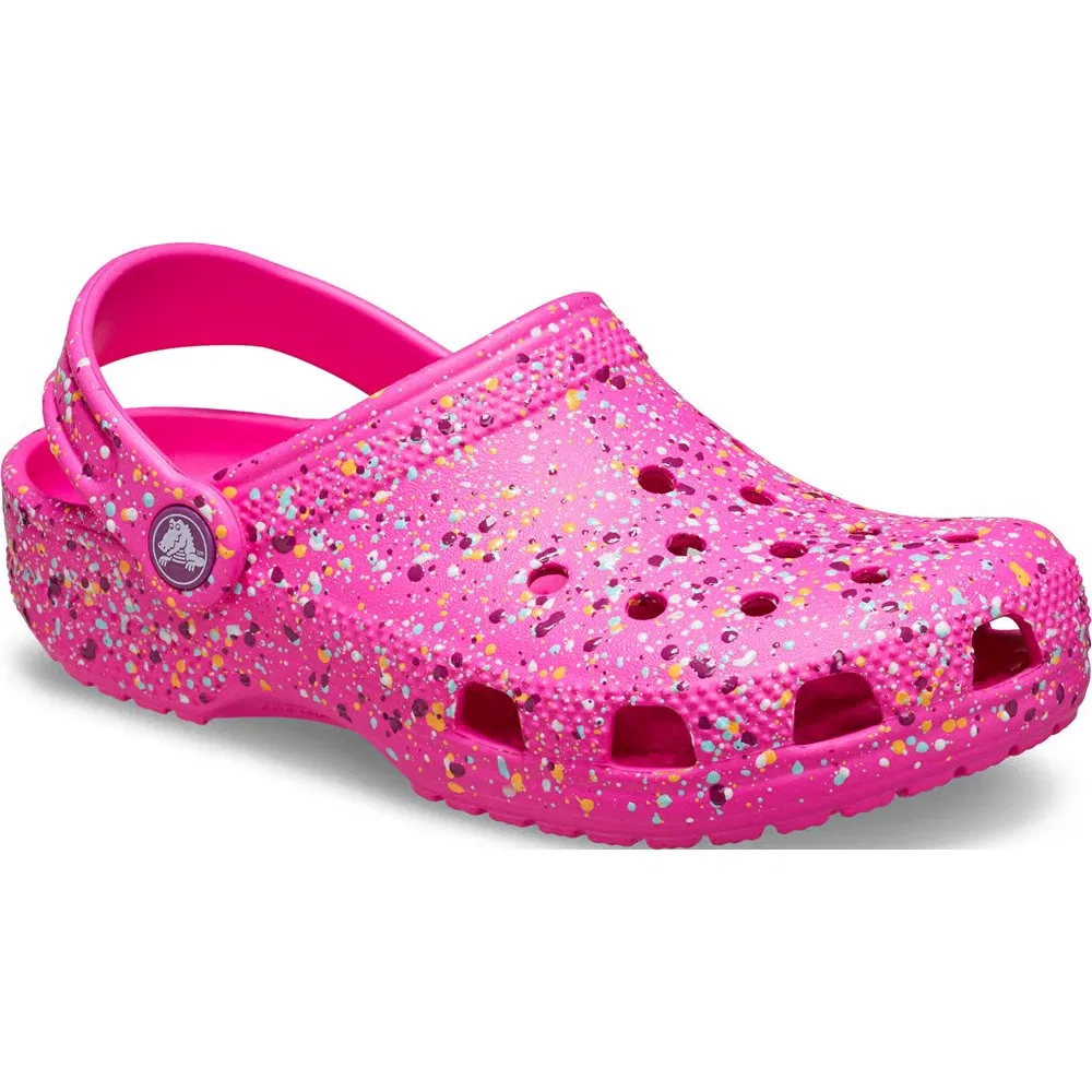 Детские классические сабо с графическим рисунком Crocs, Pink Crush/Multi Splatter