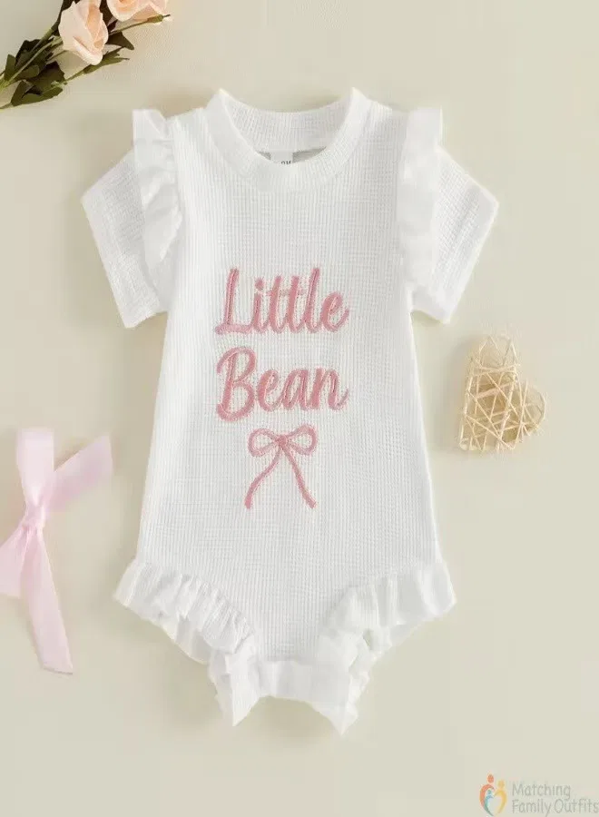 Боди-комбинезон с оборками Little Bean Matching Family Outfits, белый